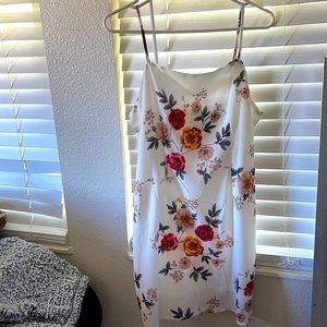 White floral spaghetti strap dress